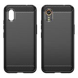 Samsung Galaxy Xcover7 Børstet TPU Cover - Karbonfiber - Sort