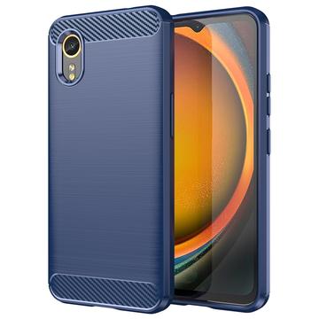 Samsung Galaxy Xcover7 Børstet TPU Cover - Karbonfiber - Blå