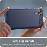 Samsung Galaxy Xcover7 Børstet TPU Cover - Karbonfiber - Blå