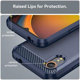 Samsung Galaxy Xcover7 Børstet TPU Cover - Karbonfiber - Blå