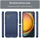 Samsung Galaxy Xcover7 Børstet TPU Cover - Karbonfiber - Blå