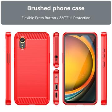 Samsung Galaxy Xcover7 Børstet TPU Cover - Karbonfiber - Rød