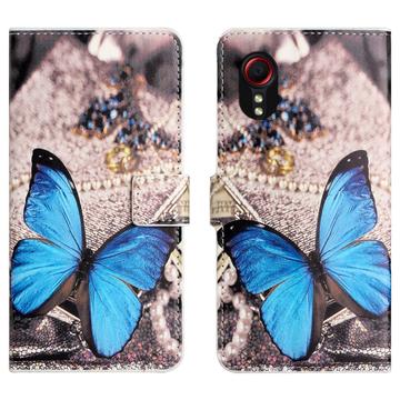 Samsung Galaxy Xcover7 Style Series Pung Taske - Blå Sommerfugl