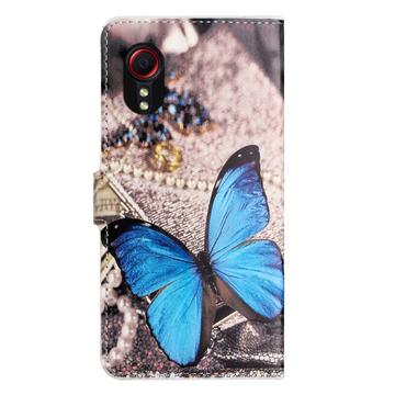 Samsung Galaxy Xcover7 Style Series Pung Taske - Blå Sommerfugl