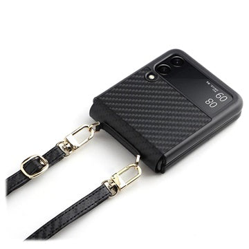 Samsung Galaxy Z Flip3 5G Cover med Rem - Karbonfiber - Sort