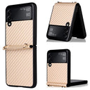 Samsung Galaxy Z Flip3 5G Cover med Rem - Karbonfiber - Guld