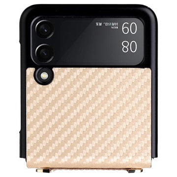 Samsung Galaxy Z Flip3 5G Cover med Rem - Karbonfiber - Guld