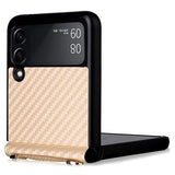 Samsung Galaxy Z Flip3 5G Cover med Rem - Karbonfiber - Guld
