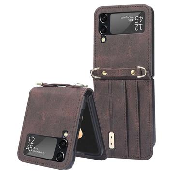 Hybrid Cover Samsung Galaxy Z Flip4 med Kortholder - Brun