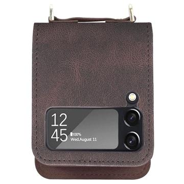 Hybrid Cover Samsung Galaxy Z Flip4 med Kortholder - Brun