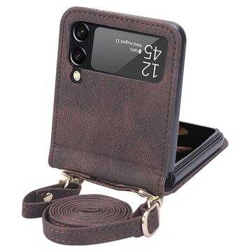 Hybrid Cover Samsung Galaxy Z Flip4 med Kortholder - Brun