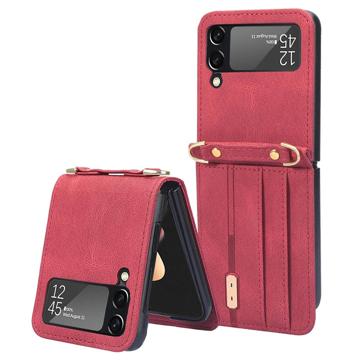 Hybrid Cover Samsung Galaxy Z Flip4 med Kortholder - Rød
