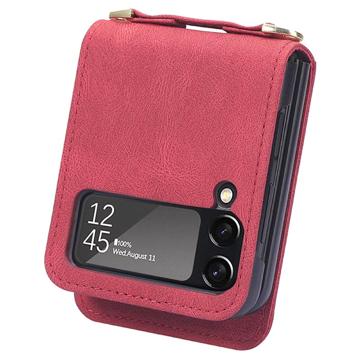 Hybrid Cover Samsung Galaxy Z Flip4 med Kortholder - Rød