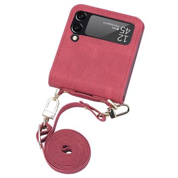 Hybrid Cover Samsung Galaxy Z Flip4 med Kortholder - Rød
