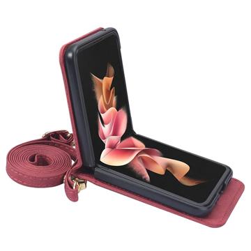 Hybrid Cover Samsung Galaxy Z Flip4 med Kortholder - Rød