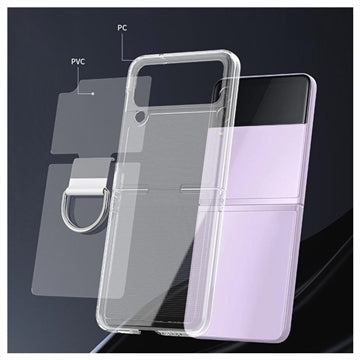 Samsung Galaxy Z Flip4 Cover med Metal Ring - Klar