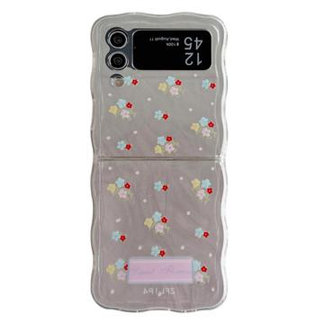 Samsung Galaxy Z Flip4 Stilfuldt TPU Cover med bølget kant - blomster