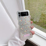 Samsung Galaxy Z Flip4 Stilfuldt TPU Cover med bølget kant - blomster