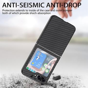 Samsung Galaxy Z Flip5 Hybrid Cover - Karbonfiber - Sort