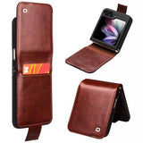 Samsung Galaxy Z Flip5 Qialino Classic Læderpung - Mørkebrun