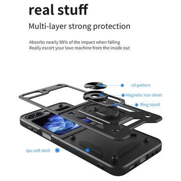 Samsung Galaxy Z Flip6/Z Flip7 FE Hybrid Cover med Ring Holder - Rød