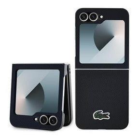 Samsung Galaxy Z Flip6/Z Flip7 Lacoste Iconic Petit Pique Woven Logo Cover - Sort