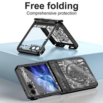 Samsung Galaxy Z Flip6/Z Flip7 FE Mechanical Legend Galvaniseret plastik cover - Sort