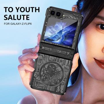 Samsung Galaxy Z Flip6/Z Flip7 FE Mechanical Legend Galvaniseret plastik cover - Sort