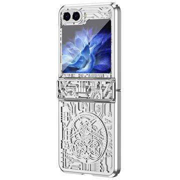 Samsung Galaxy Z Flip6/Z Flip7 FE Mechanical Legend Galvaniseret plastik cover - Sølv