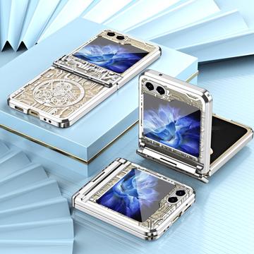 Samsung Galaxy Z Flip6/Z Flip7 FE Mechanical Legend Galvaniseret plastik cover - Sølv