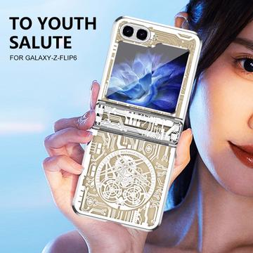 Samsung Galaxy Z Flip6/Z Flip7 FE Mechanical Legend Galvaniseret plastik cover - Sølv