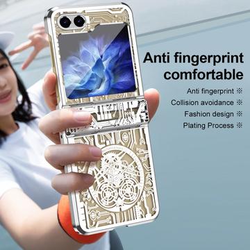 Samsung Galaxy Z Flip6/Z Flip7 FE Mechanical Legend Galvaniseret plastik cover - Sølv