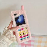 Samsung Galaxy Z Flip6/Z Flip7 FE Retro plys cover med broderede skivetaster - Pink
