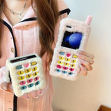 Samsung Galaxy Z Flip6/Z Flip7 FE Retro plys cover med broderede skivetaster - Pink