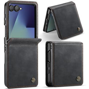 Samsung Galaxy Z Flip7 Caseme 033 Pung Etui med Kalvemønster og RFID-blokering - Sort