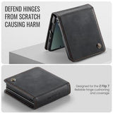 Samsung Galaxy Z Flip7 Caseme 033 Pung Etui med Kalvemønster og RFID-blokering - Sort