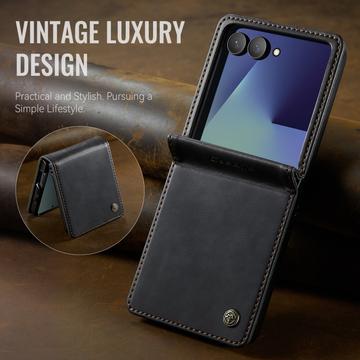 Samsung Galaxy Z Flip7 Caseme 033 Pung Etui med Kalvemønster og RFID-blokering - Sort