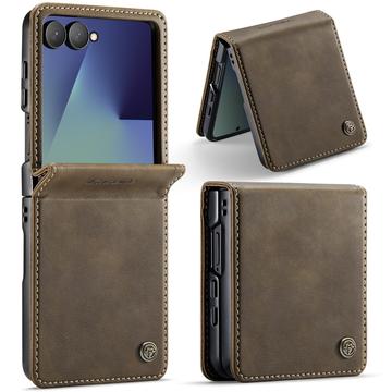 Samsung Galaxy Z Flip7 Caseme 033 Pung Etui med Kalvemønster og RFID-blokering - Kaffe