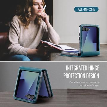 Samsung Galaxy Z Flip7 Caseme 033 Pung Etui med Kalvemønster og RFID-blokering - Grøn