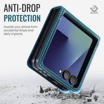 Samsung Galaxy Z Flip7 Caseme 033 Pung Etui med Kalvemønster og RFID-blokering - Grøn