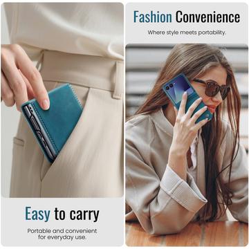 Samsung Galaxy Z Flip7 Caseme 033 Pung Etui med Kalvemønster og RFID-blokering - Grøn