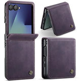 Samsung Galaxy Z Flip7 Caseme 033 Pung Etui med Kalvemønster og RFID-blokering - Lilla