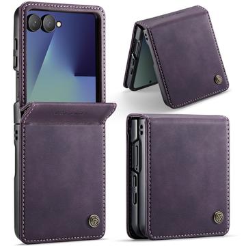 Samsung Galaxy Z Flip7 Caseme 033 Pung Etui med Kalvemønster og RFID-blokering - Lilla