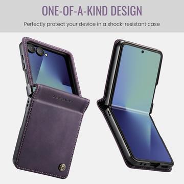 Samsung Galaxy Z Flip7 Caseme 033 Pung Etui med Kalvemønster og RFID-blokering - Lilla