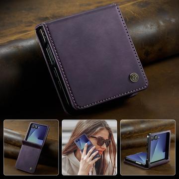 Samsung Galaxy Z Flip7 Caseme 033 Pung Etui med Kalvemønster og RFID-blokering - Lilla