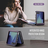 Samsung Galaxy Z Flip7 Caseme 033 Pung Etui med Kalvemønster og RFID-blokering - Lilla