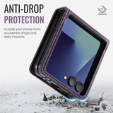 Samsung Galaxy Z Flip7 Caseme 033 Pung Etui med Kalvemønster og RFID-blokering - Lilla