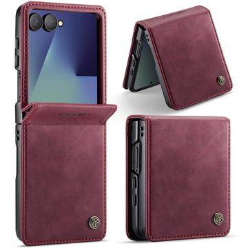 Samsung Galaxy Z Flip7 Caseme 033 Pung Etui med Kalvemønster og RFID-blokering - Rød