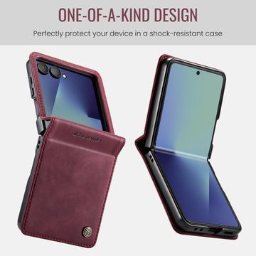 Samsung Galaxy Z Flip7 Caseme 033 Pung Etui med Kalvemønster og RFID-blokering - Rød