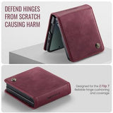 Samsung Galaxy Z Flip7 Caseme 033 Pung Etui med Kalvemønster og RFID-blokering - Rød